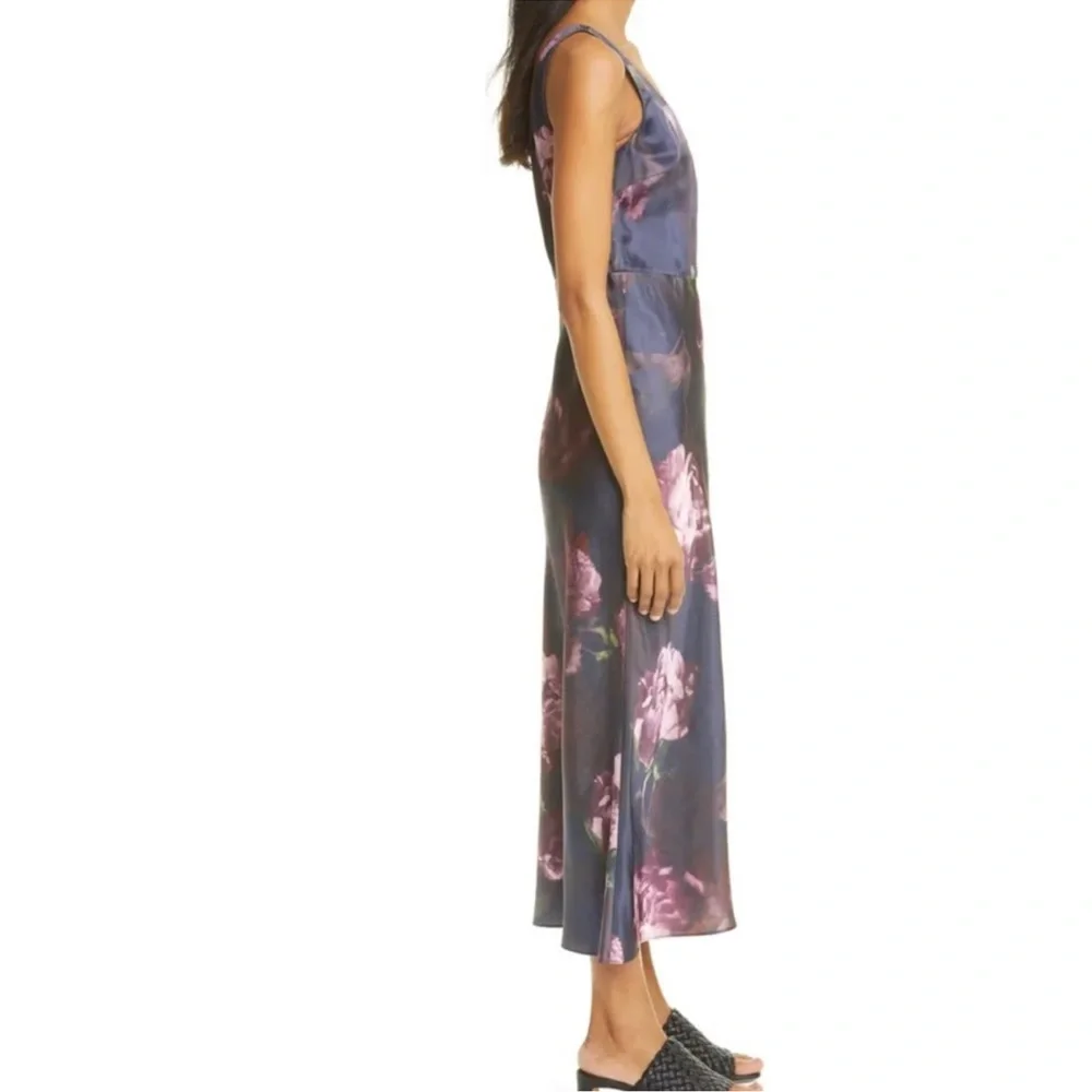 Vince Night Garden Floral Silky Midi Dress *NWT*